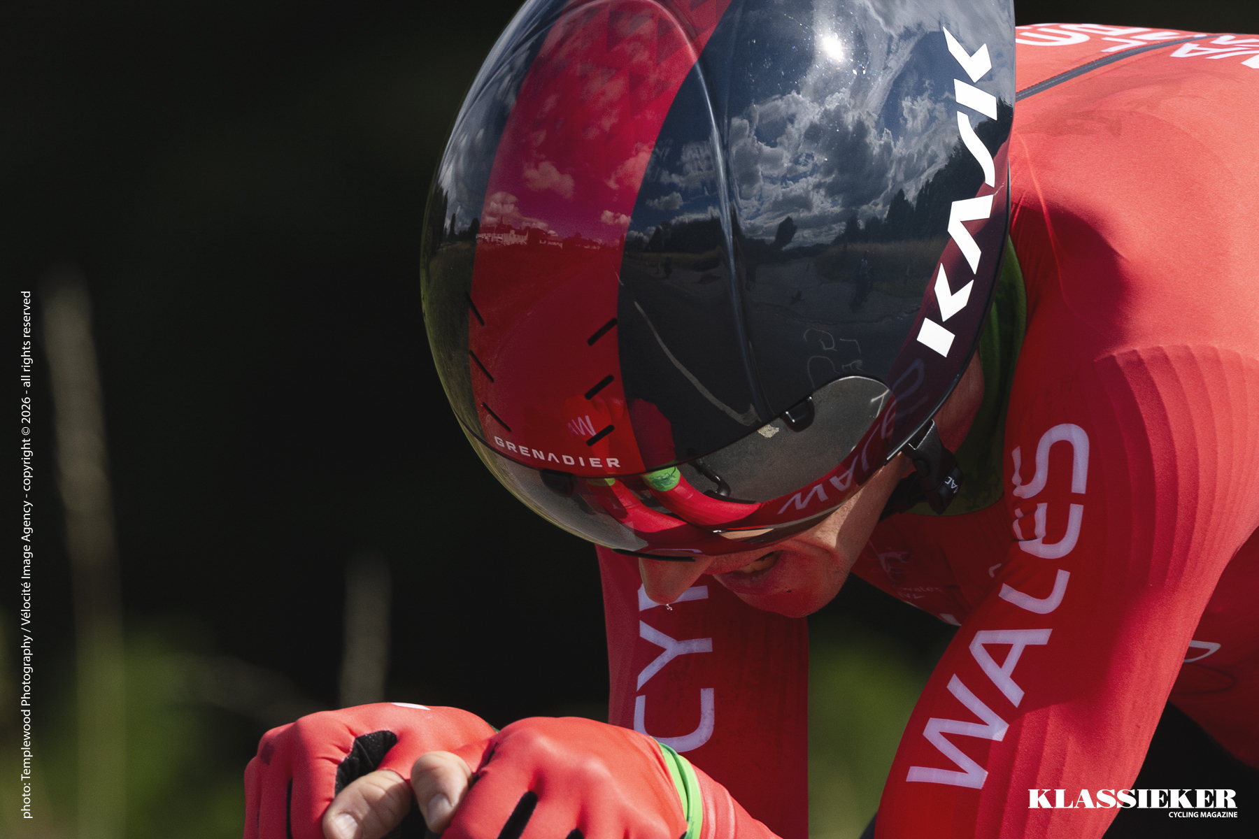 Geraint Thomas, sweat dripping from his nose, competes for Wales in the Individual Time Trial at the 2022 Commonwealth Games