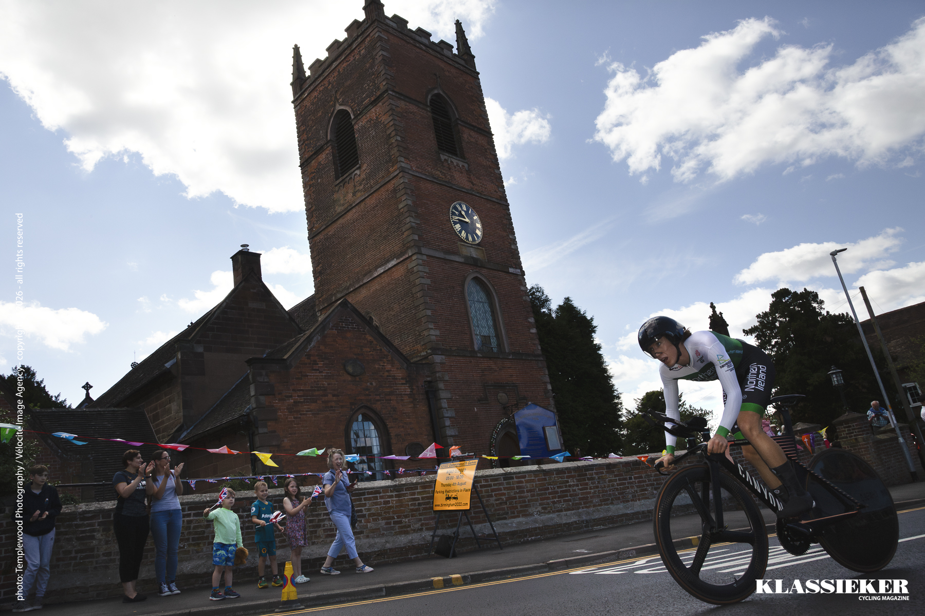 Birmingham 2022 - Joanna Patterson of Northern Ireland rides in front of a church